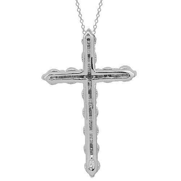 White 14K Solid White Gold Womens Diamond Cross Pendant 0.83 Ctw
